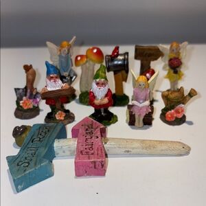 Garden Gnome and Fairy miniature Figurine Set